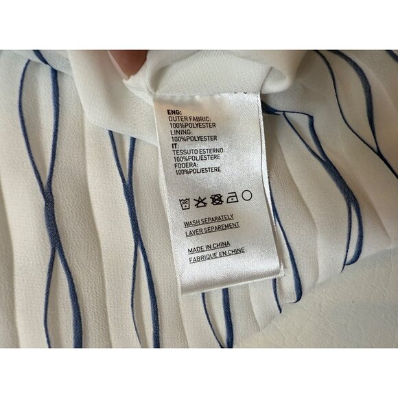 White Navy Pleated Midi Skirt Anonyme Ita. 42, US 6,  Elastic Waist (bin KK171) - Picture 2 of 8